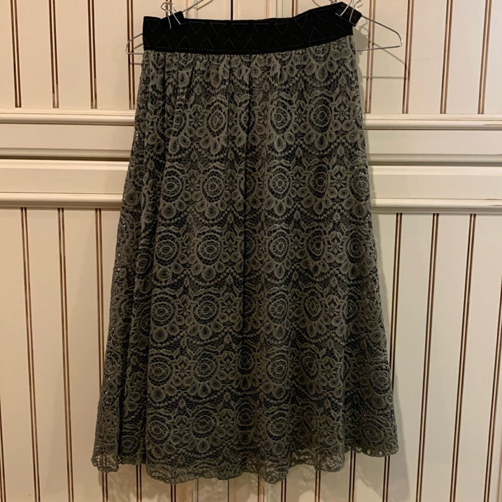 LuLaRoe lace overlay skirt, olive green size extra extra small can size up